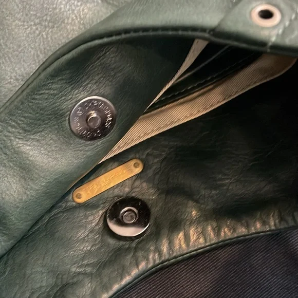 Horse and Nail handbag green silver and brown leather hobo style - Picture 14 of 15